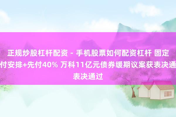 正规炒股杠杆配资 - 手机股票如何配资杠杆 固定兑付安排+先付40% 万科11亿元债券缓期议案获表决通过